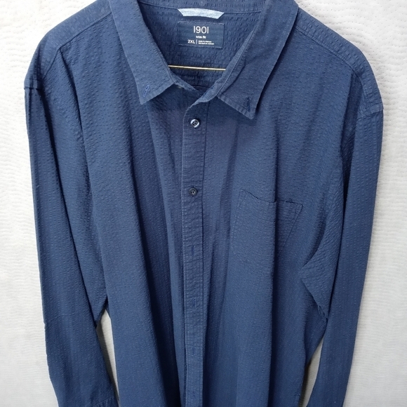 1901 men's trim fit long sleeve button front cotto - Picture 2 of 7